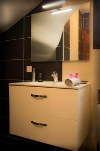 Saint-Gilles-les HautsTi Kaz Bonheur的浴室设有水槽和带镜子的台面