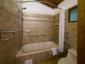 特纳Arahuana Jungle Resort & Spa的带浴缸和卫生间的浴室。