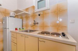 杜埃Apartment Arkaj的一间带水槽和冰箱的小厨房