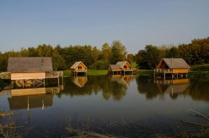 Ermeton-sur-Biert英索莱特阿夸洛奇木屋的一组小屋,位于湖面上