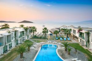 奥塔肯特Luga Boutique Hotel & Beach的享有度假村的空中景致,设有游泳池和棕榈树