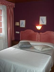 阿尔普塞尔丹亚卡勒乌达尔德航空酒店的一间卧室设有一张红色墙壁的大床