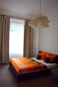 奥洛穆茨Apartment Olomouc Centre的一间卧室设有一张大床和窗户