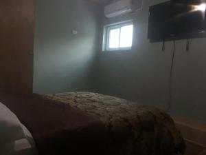 海地角Pablo Guess House的一间卧室设有一张床和一个窗口