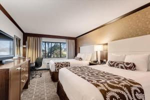 福斯特城福斯特市圣马雕皇冠假日酒店的酒店客房设有两张床和一台平面电视。