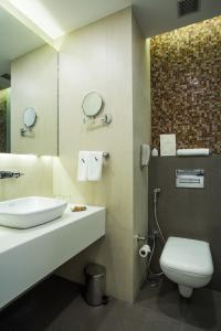 孟买蕨类植物住宅酒店的一间带水槽、卫生间和镜子的浴室