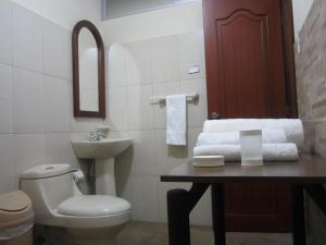 洛哈El Cardenal Hotel的一间带卫生间和水槽的浴室