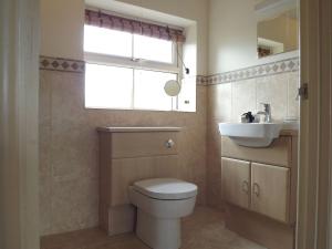 比代尔Little welham的一间带卫生间、水槽和窗户的浴室