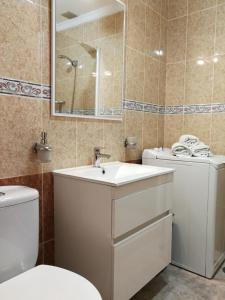 大塔拉哈尔普拉亚塔瑞杰公寓的一间带水槽、卫生间和镜子的浴室