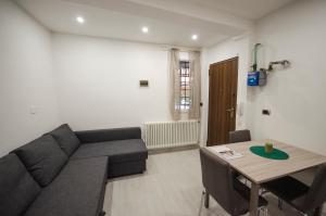 博洛尼亚Bibiena Lodge, appartamento moderno in centro的客厅配有沙发和桌子