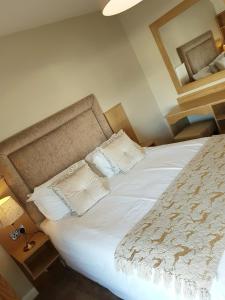库克斯敦贝尔法斯特之家旅馆的一间卧室配有一张带白色床单和镜子的床