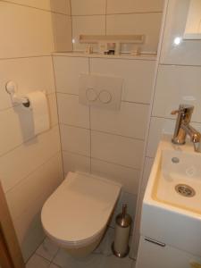 萨格勒布Apartman Perica的一间带卫生间和水槽的小浴室