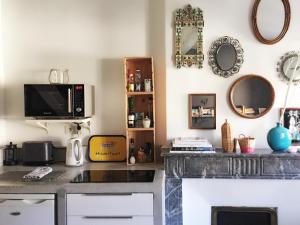 蒙彼利埃我的城市避难所 的厨房配有带微波炉的台面