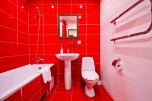 阿德勒伊利亚达酒店的红色的浴室设有卫生间和水槽