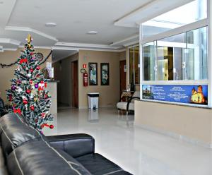 阿帕雷西达Hotel Santo Afonso的医院大厅的圣诞树