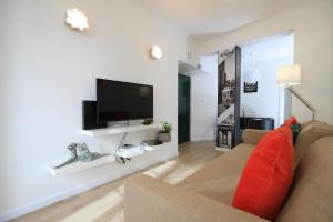 里斯本阿尔法玛右点公寓的带沙发和平面电视的客厅
