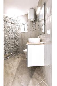 洛斯克里斯蒂亚诺斯Rosa mar的一间带水槽、卫生间和镜子的浴室