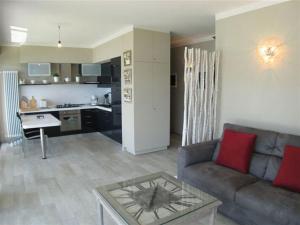 吉法Appartamento Cicci Bello的带沙发和桌子的客厅以及厨房。