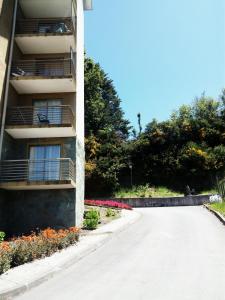 比亚里卡Villarrica Mirador Apartment的大楼前空的街道