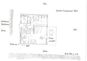 普雷罗Ferienapartment Kleist的图画房子的平面图