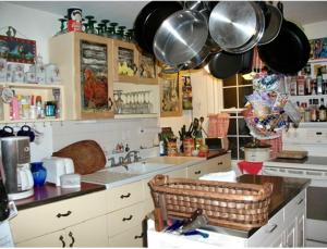 LakevilleA Meadow House的厨房配有水槽上方的锅碗瓢盆
