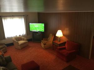 艾恩伍德Cedars Motel的客厅配有平面电视和椅子