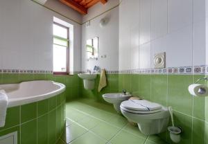 乌日霍罗德格兰戴斯拉齐酒店的绿色和白色的浴室设有卫生间和水槽