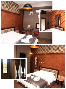 戈里察Guest House People的两张带两张床的酒店客房的照片
