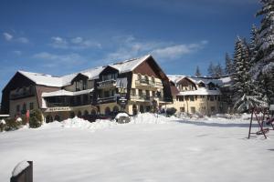 波亚纳布拉索夫鲁亚酒店的一座大建筑,地面上积雪