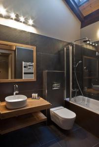贝纳斯克Hotel Boutique La Neu的一间带水槽、卫生间和淋浴的浴室