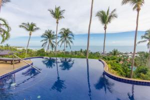 拉迈Seaview Paradise Mountain Holiday Villas Resort的一座棕榈树环绕的游泳池