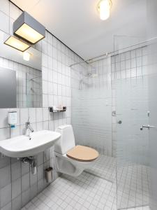 欧登塞弗雷德里克六世酒店的一间带卫生间和水槽的浴室