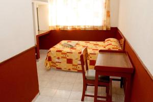 比亚埃尔莫萨Hotel Madero的一间卧室配有一张床、一张桌子和一张书桌