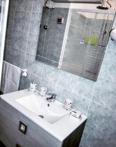 那不勒斯Alpivida Home的浴室配有盥洗盆和带镜子的淋浴
