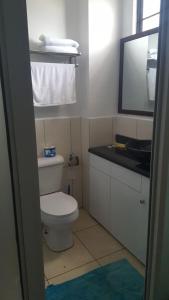 乔治敦东方套房公寓的浴室设有白色的卫生间和镜子