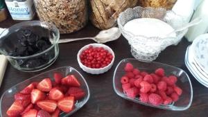 格雷敦萨多勒里乡村别墅的桌子上放着一碗草莓和其他原料