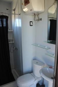 何塞伊格纳西奥圣莫尼卡公寓的浴室配有卫生间、盥洗盆和淋浴。