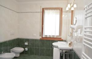 福尔诺迪佐尔多Hotel Garnì posta的一间带卫生间和水槽的浴室以及窗户。