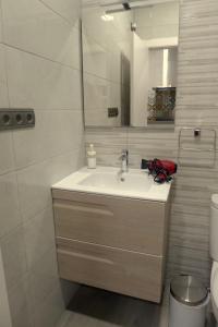 卡拉瓦卡·德·拉·克鲁斯Alojamientos Templete的一间带水槽、镜子和卫生间的浴室