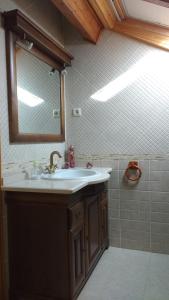 阿维拉Casa Luz的一间带水槽、镜子和淋浴的浴室