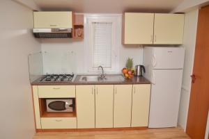 帕科坦Lavender Mobile Houses的一间带水槽和冰箱的小厨房