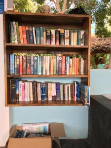 阿鲁甘湾Arne's Place的书架上堆满了书