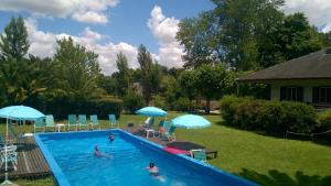 蒂格雷Villa Sophia del Delta (Cabañas en la Isla-Tigre)的一个带遮阳伞的庭院里游泳池