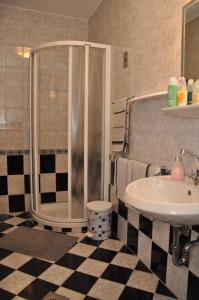 森克普利思科奈特酒店的带淋浴和盥洗盆的浴室