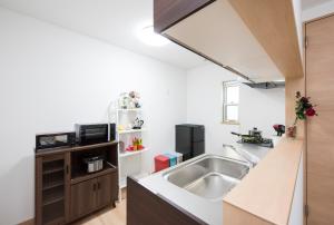 大阪汀科尔贝尔公寓的一间带水槽和微波炉的小厨房