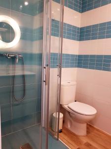马德里美国大街提吉卡尔公寓式酒店的一间带卫生间和淋浴的浴室