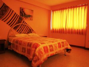 查查波亚斯Hostal Vista Hermosa的一间卧室设有一张床和一个窗口