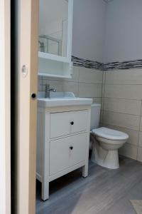 法莱斯Gite "Avoine"的浴室配有白色水槽和卫生间。