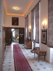 欧苏瓦地区瑟米弗莱埃城堡酒店的走廊上设有地毯的客厅