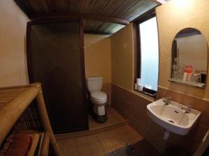 Bayan林贾尼山花园度假村的一间带水槽、卫生间和镜子的浴室